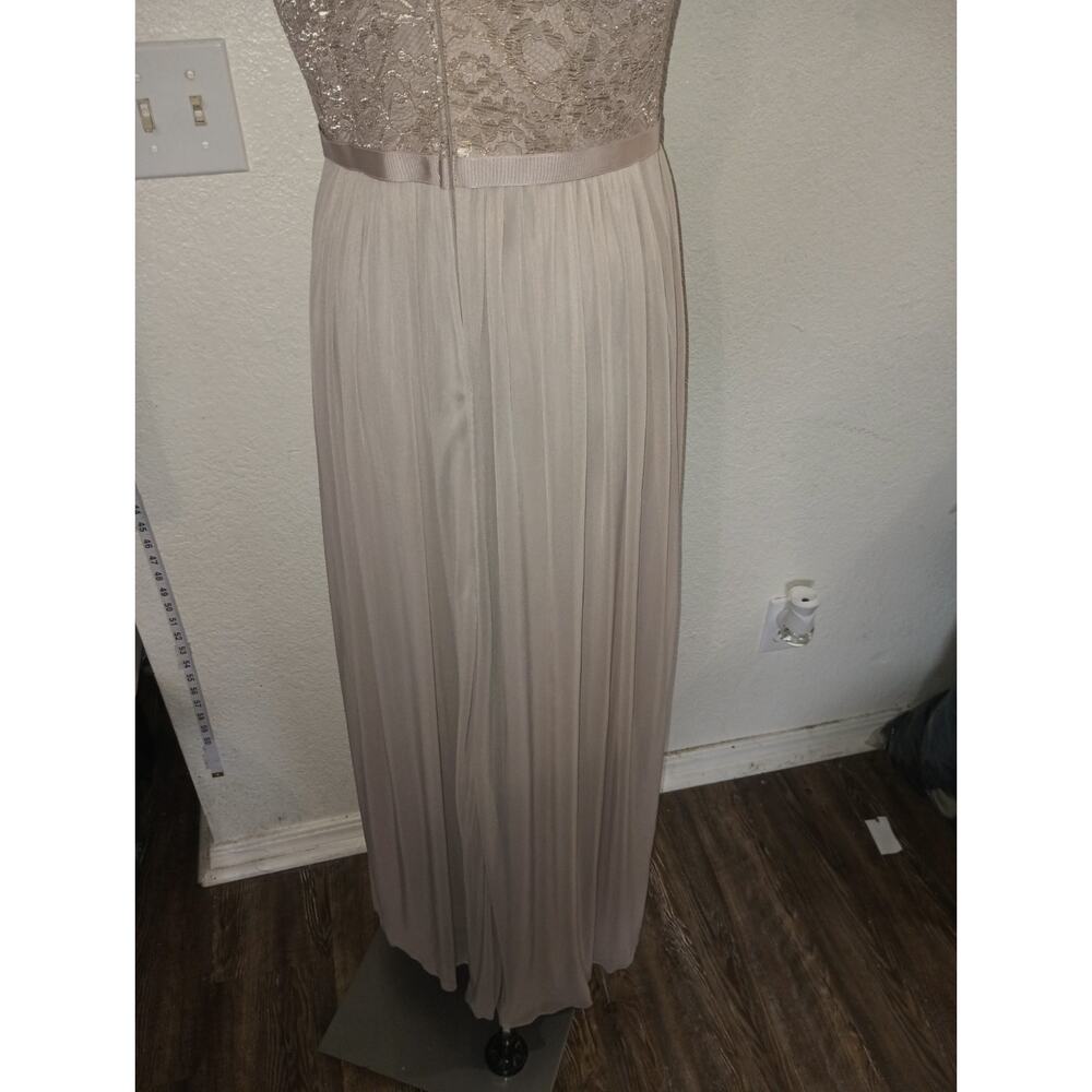 Women's David’s Bridal Champagne Lace Sequin Pleated Gown Size 8 W012D - Picture 7 of 10